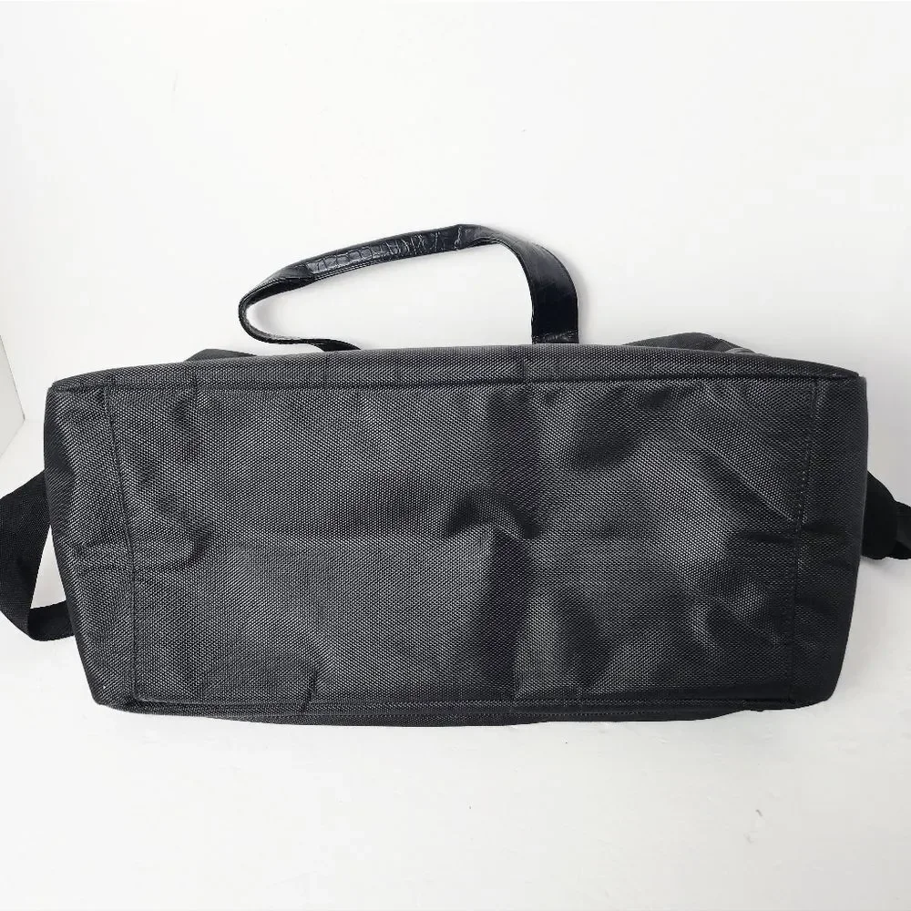 Jimmy Choo Parfums Duffle Bag Crocodile Embossed Handles Black 17x11x7.5 Unisex